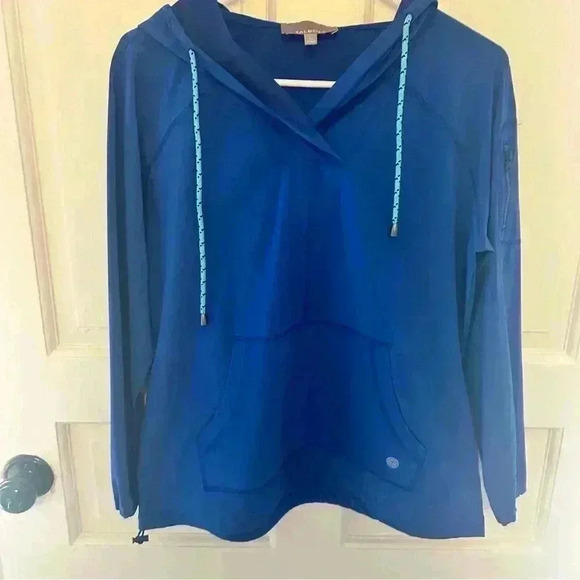 Talbots Athleisure Thin Hooded Pullover Size Petites SP  Royal Blue Windbreaker - Picture 1 of 14